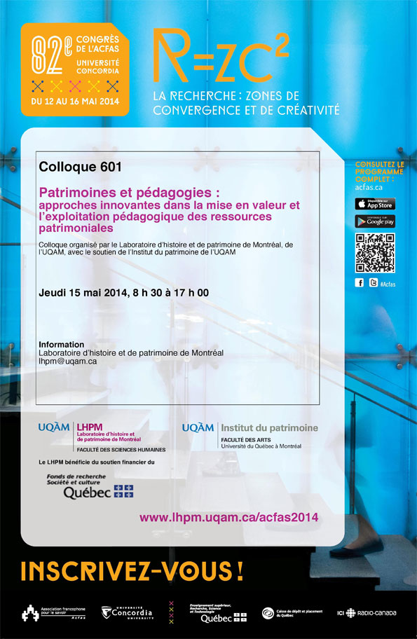 Patrimoine et pédagogies, ACFAS 2014